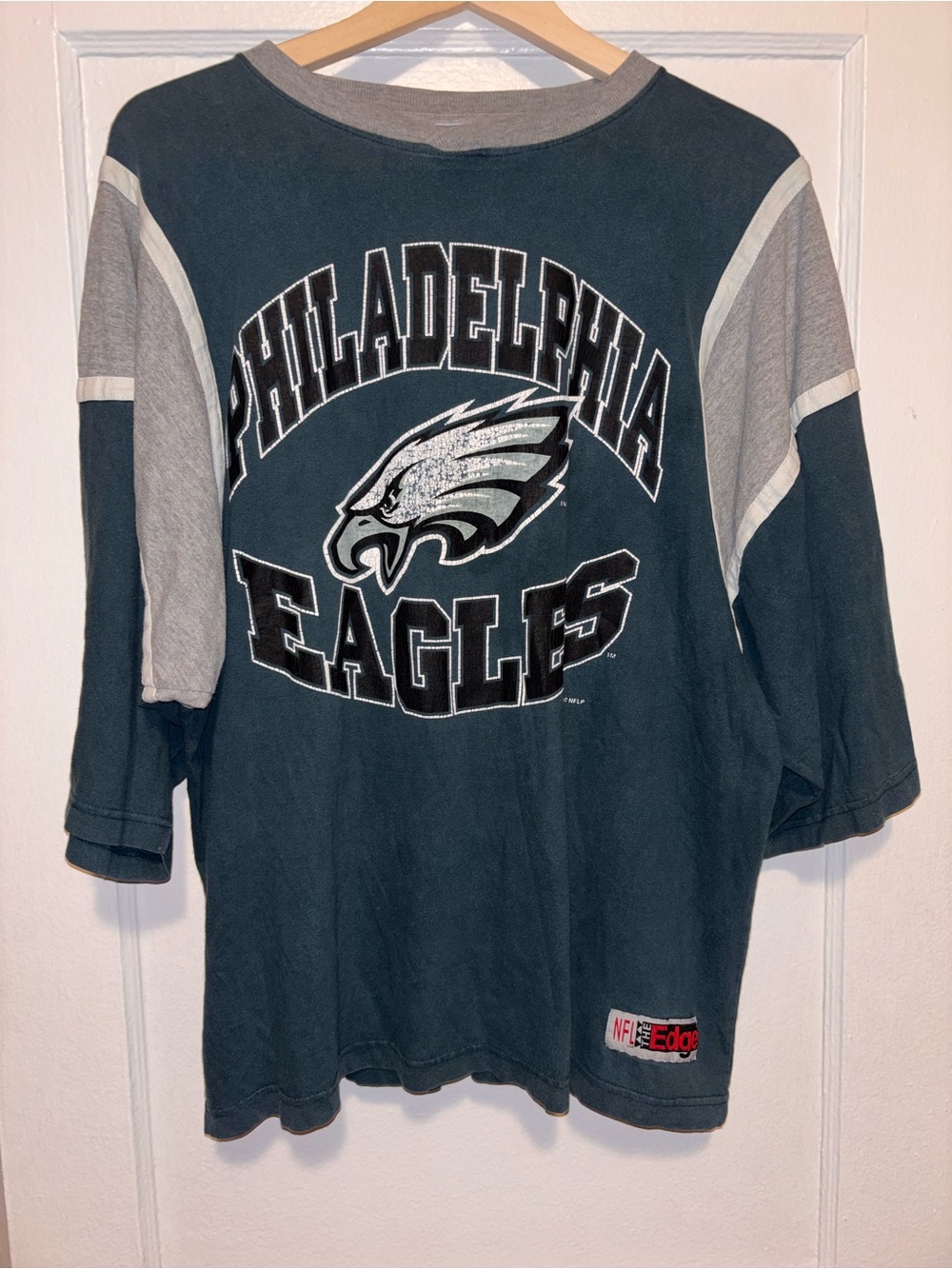 Vintage 1997 Philadelphia Eagles Raglan Shirt Logo Print Relaxed Boxy Large NFL